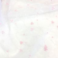Embroidered Organza with Pink Rosettes