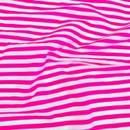 Printed Cotton Poplin Fluro Pink/White Stripe
