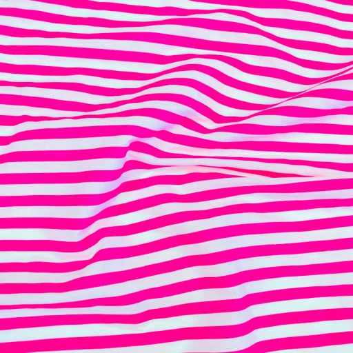 Printed Cotton Poplin Fluro Pink/White Stripe