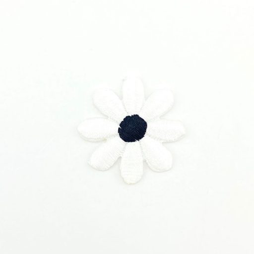 Single Daisy White/Black Iron On Motif