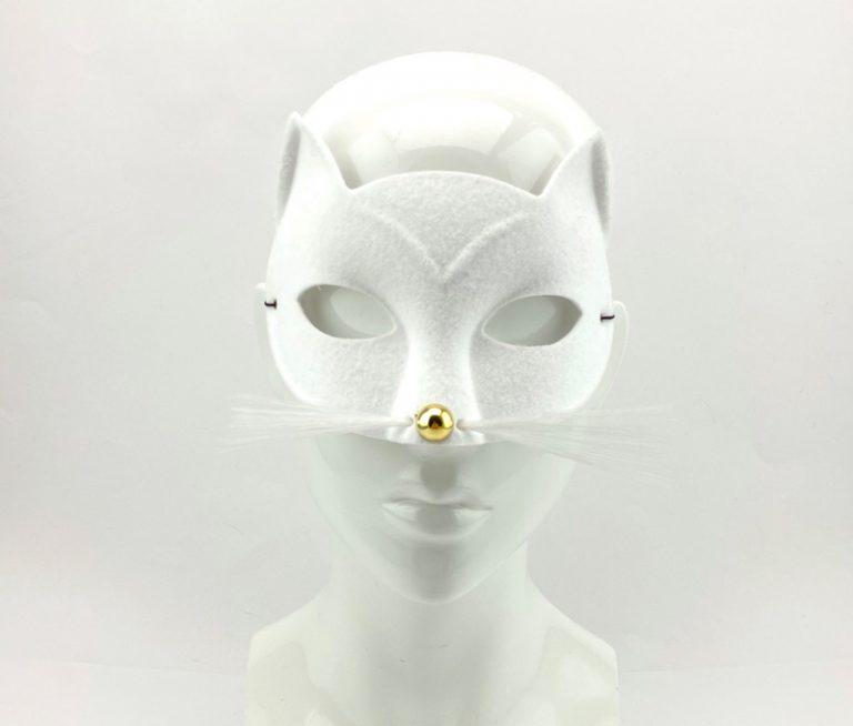 White Tabby Cat Mask Shine Trimmings & Fabrics