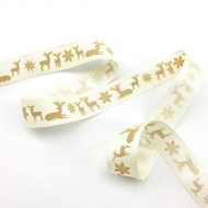 Christmas Reindeer Ribbon - Gold/Silver