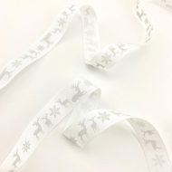 Christmas Reindeer Ribbon - White/Silver