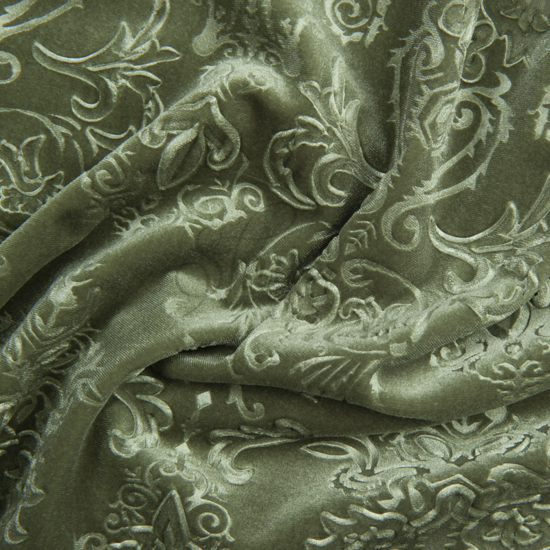Olive Stretch Velvet Fabric _ Spandex Fabric