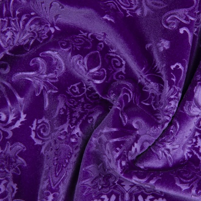 Embossed Regal Stretch Velvet – Purple – Shine Trimmings & Fabrics