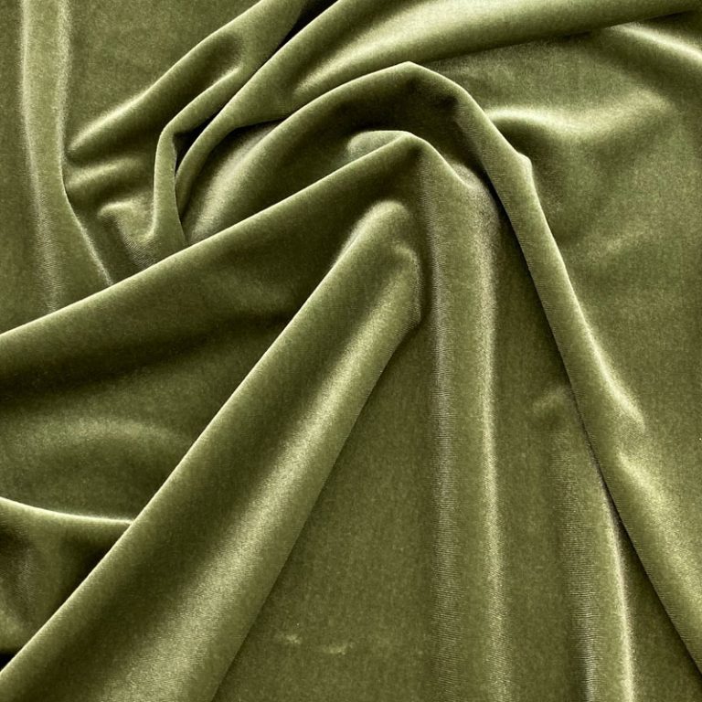 Lush Stretch Velvet Olive Shine Trimmings And Fabrics 