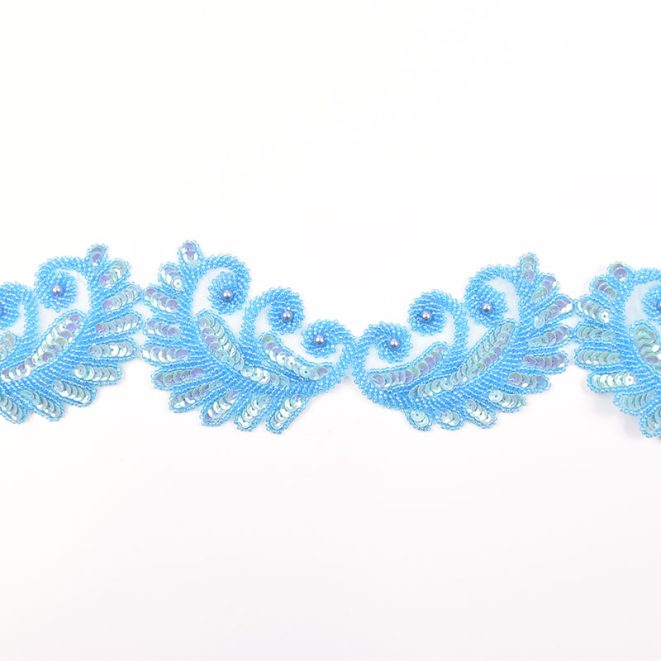 Beaded Motif Trim 355278 Pale Blue Shine Trimmings & Fabrics