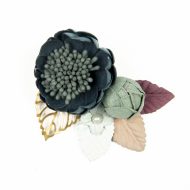 Floral Motif with Gold Filigree - Midnight Blue