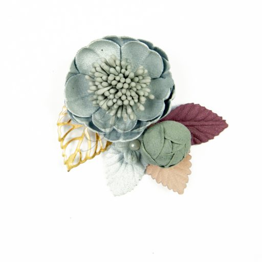 Floral Motif with Gold Filigree - Pale Blue