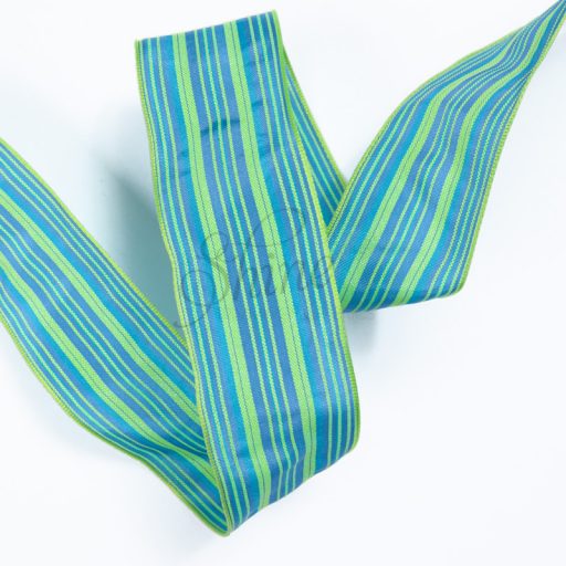 Turquoise Lime Striped Wire Edge Ribbon