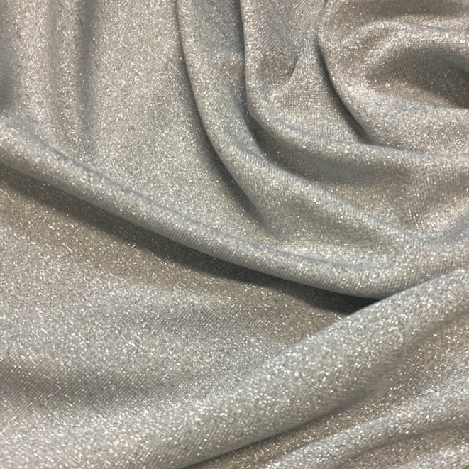 One Way Stretch Knit Fabric Silver Shine Trimmings & Fabrics