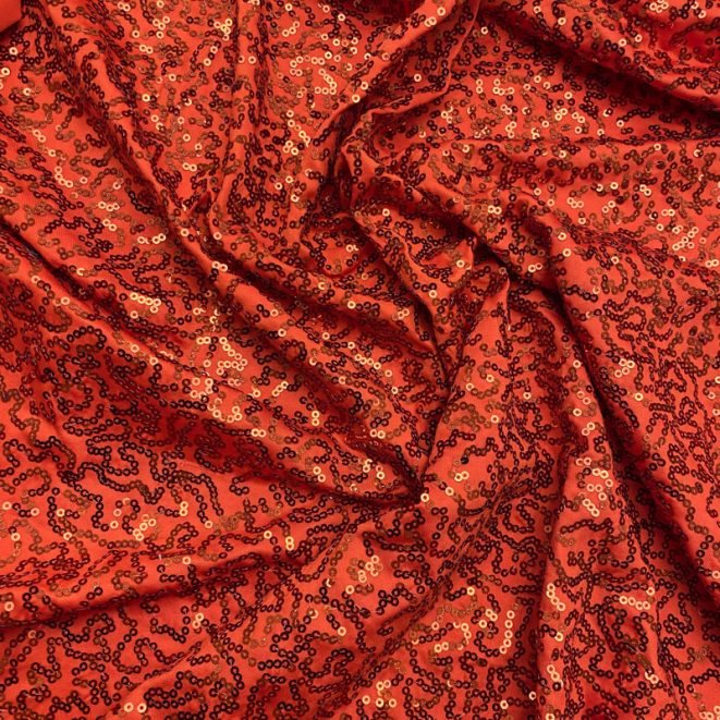 Broadway Sequin Fabric – Orange Metallic – Shine Trimmings & Fabrics