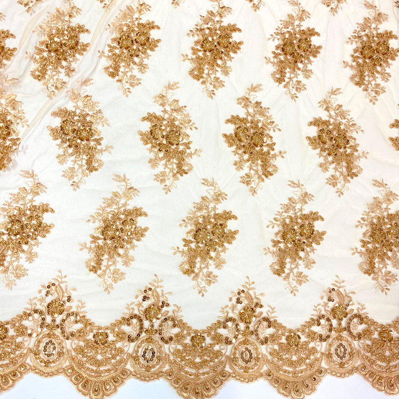 Amélie Beaded Lace with Scalloped Edge Gold