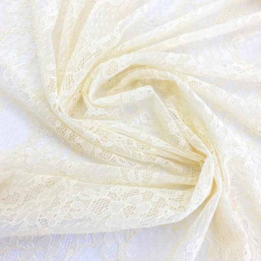 Delicate Floral Stretch Lace - Cream