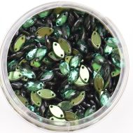 Plastic Dark Green Sew On Stones Eye 6x12mm