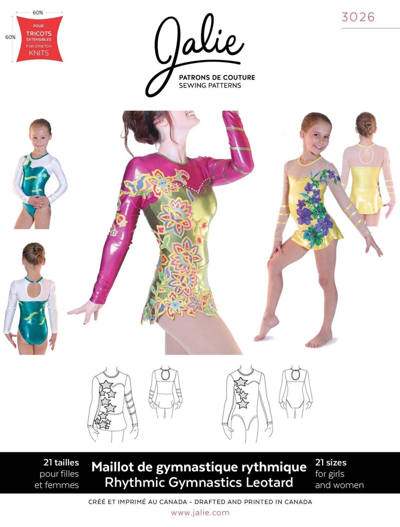 Jalie pattern Rythymic Gymnastics Leotard 3026 Shine Trimmings