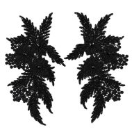 Marilyn Glitter Lace Motif Pair H0115 - Black