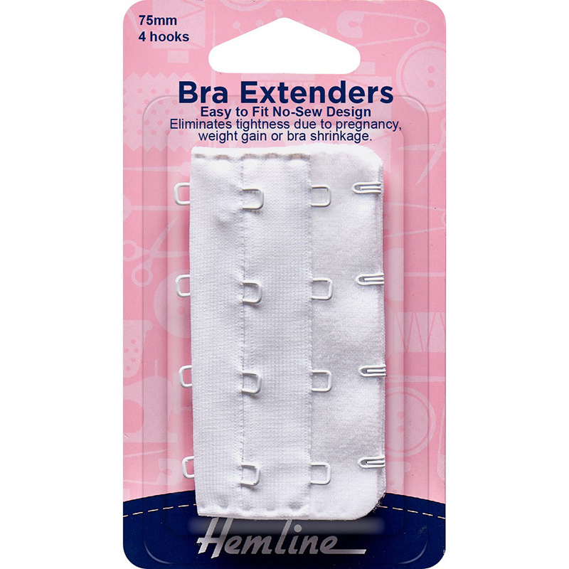 Hemline Bra Extenders 4 Hooks White | Shine Trimmings & Fabrics