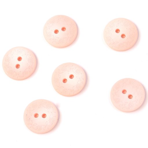 Floral Border Engraved Button Pale Pink