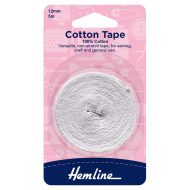 Hemline Cotton Tape 12mm White