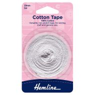 Hemline Cotton Tape 20mm White