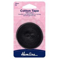 Hemline Cotton Tape 12mm Black