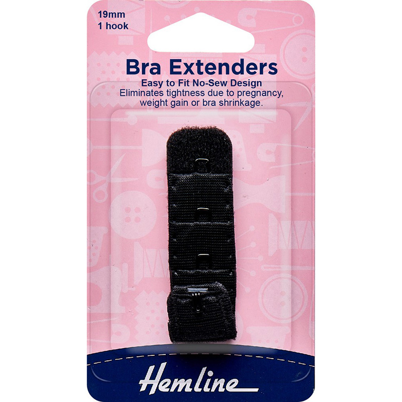 Hemline Bra Extenders 19mm Black | Shine Trimmings & Fabrics