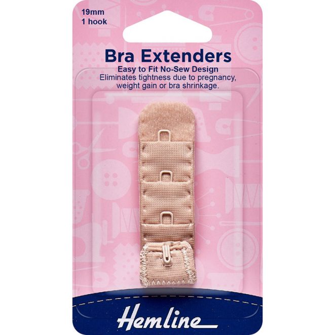 Hemline Bra Extenders 19mm Nude Shine Trimmings & Fabrics