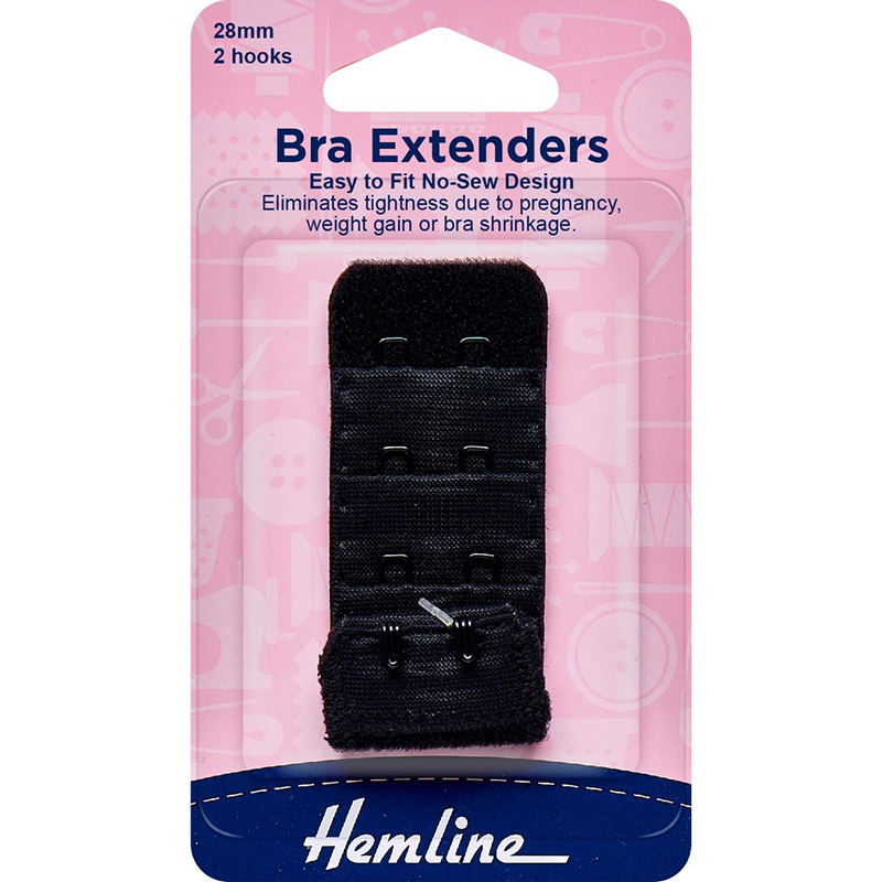 Hemline Bra Extenders 28mm Black | Shine Trimmings & Fabrics