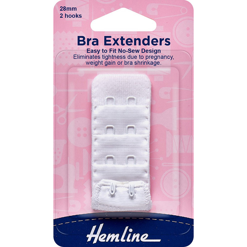 Hemline Bra Extenders 28mm White | Shine Trimmings & Fabrics