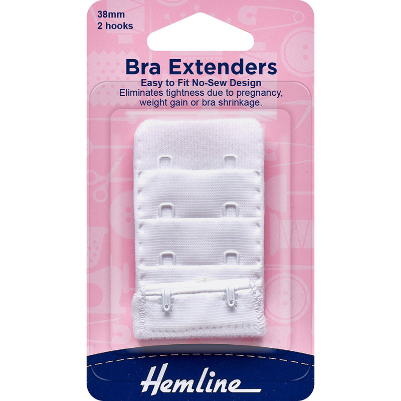 Hemline Bra Extenders 38mm White | Shine Trimmings & Fabrics