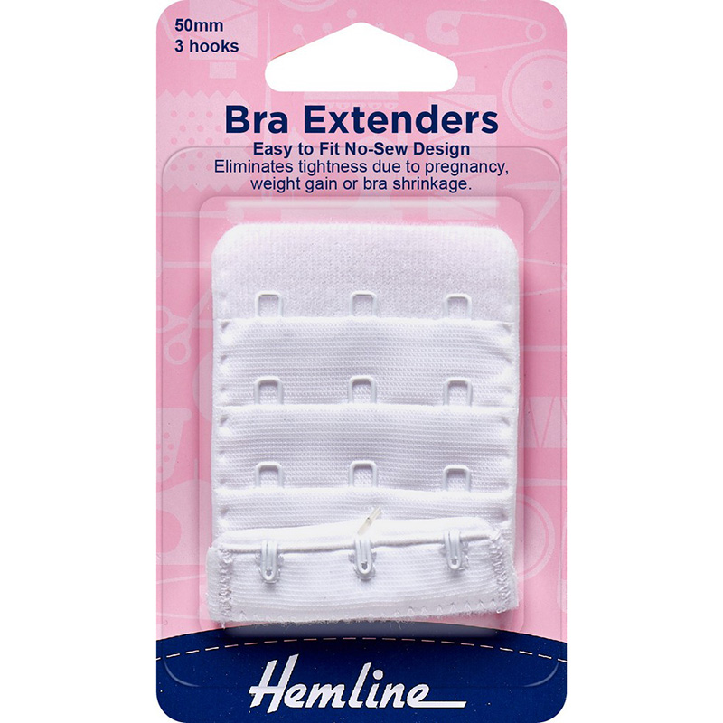 Hemline Bra Extenders 50mm White | Shine Trimmings & Fabrics