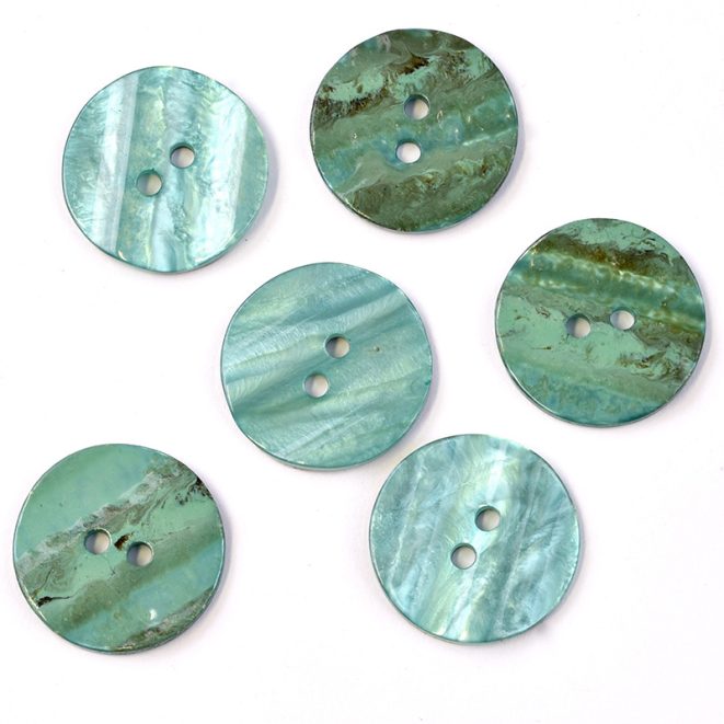 Shell Button Wavy Jade Shine Trimmings & Fabrics