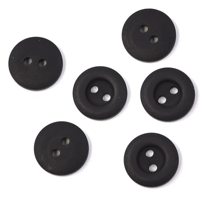 Centre Indent Button 2 Holes Black | Shine Trimmings & Fabrics