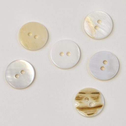 Flat Shell Button 2 Holes White