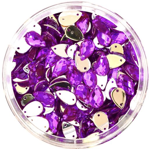 Plastic Purple Sew On Stones Teardrop 8x13mm - DOUBLE LISTING