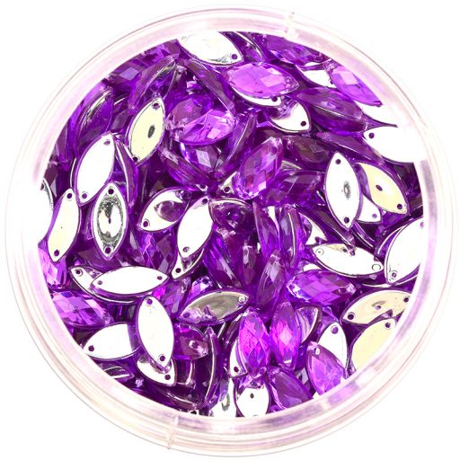 Plastic Purple Sew On Stones Eye 7x15mm