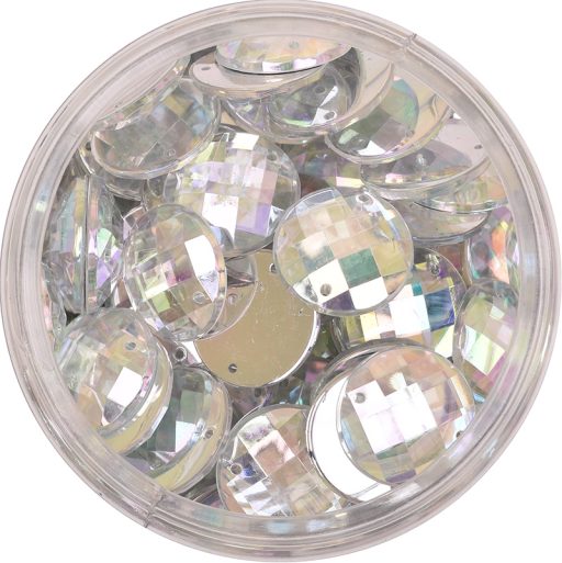Plastic Crystal AB Sew On Stones Round 20mm