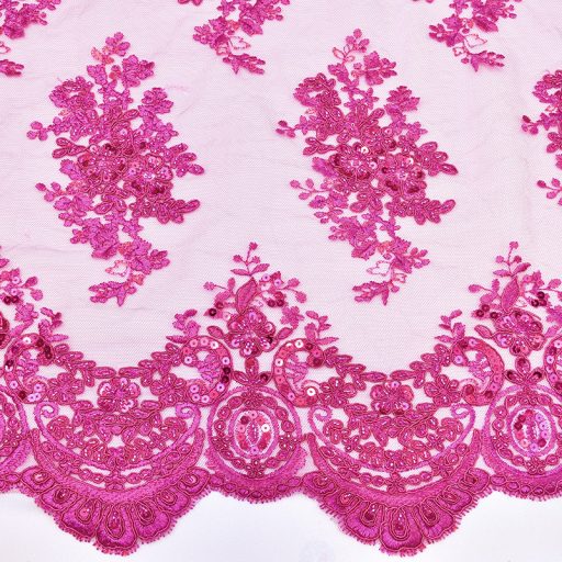 Amélie Beaded Lace with Scalloped Edge Raspberry - Image 2