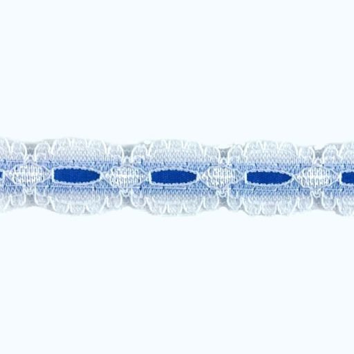 Nylon Lace Trimming w/Ribbon 292R White/Blue