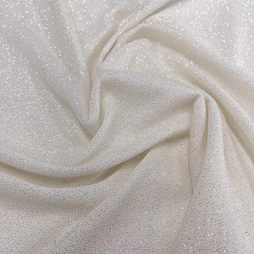 Glitter Knit Chiffon -Ivory/Silver