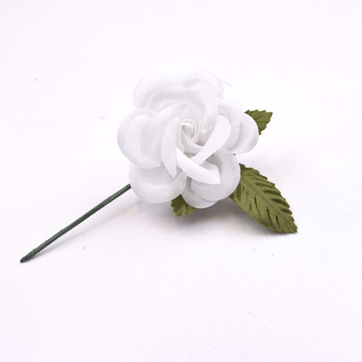Medium Single Flower with Leaves White Green