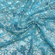 Isabelle Stretch Sequin Lace - Aqua