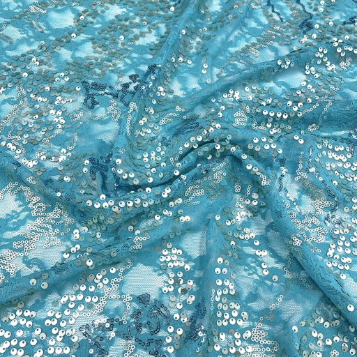 Isabelle Stretch Sequin Lace - Aqua
