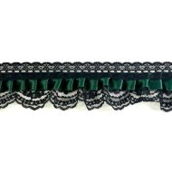 Small Dolls Lace Trimming - Black/Bottle Green