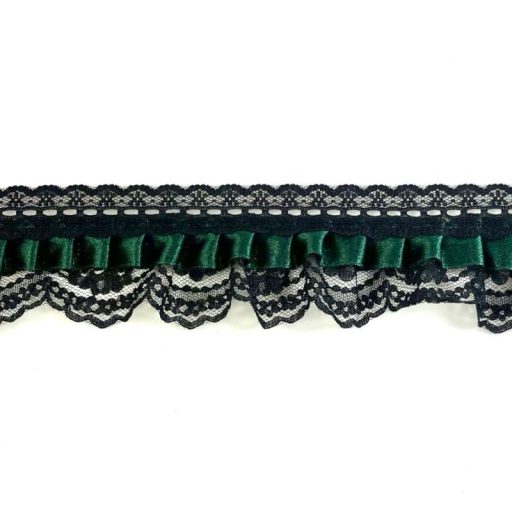 Small Dolls Lace Trimming - Black/Bottle Green