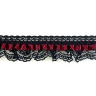 Small Dolls Lace Trimming - Black/Burgundy