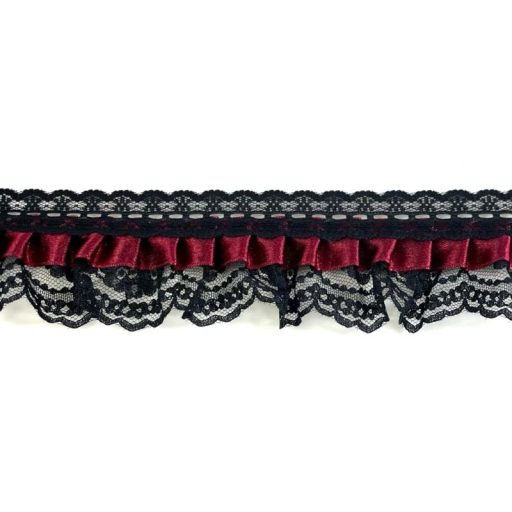 Small Dolls Lace Trimming - Black/Burgundy