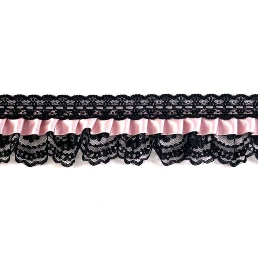 Small Dolls Lace Trimming - Black/Pink