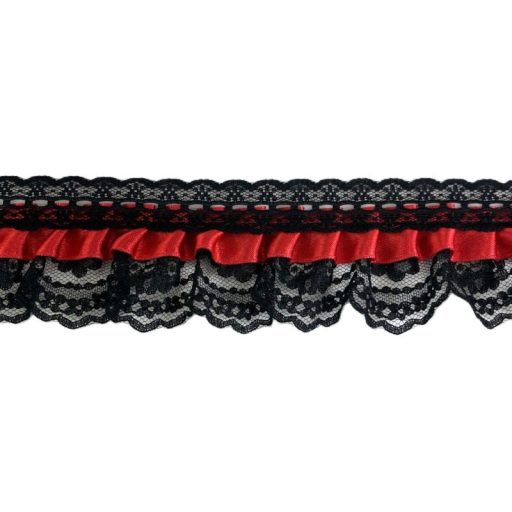 Small Dolls Lace Trimming - Black/Red